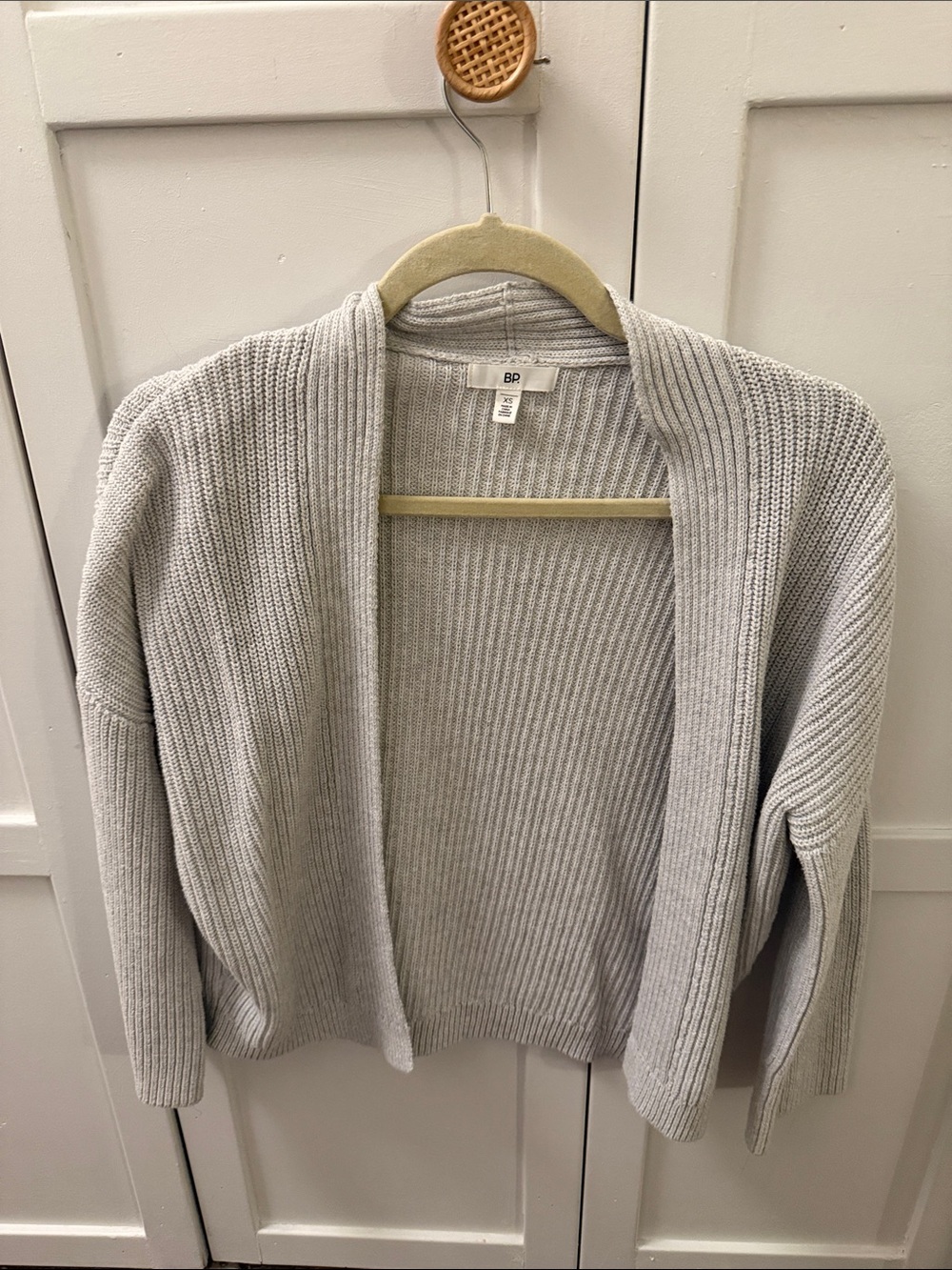 bp Light Gray Ribbed Open-Front Women's Cardigan